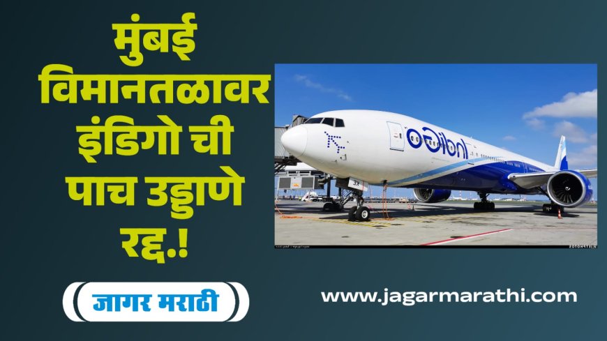 मुंबई विमानतळावर इंडिगोची पाच उड्डाणे रद्द !!